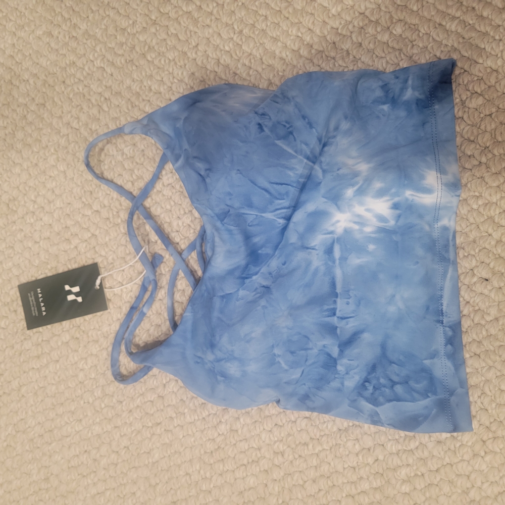 Blue Tie-Dye Sports Bra